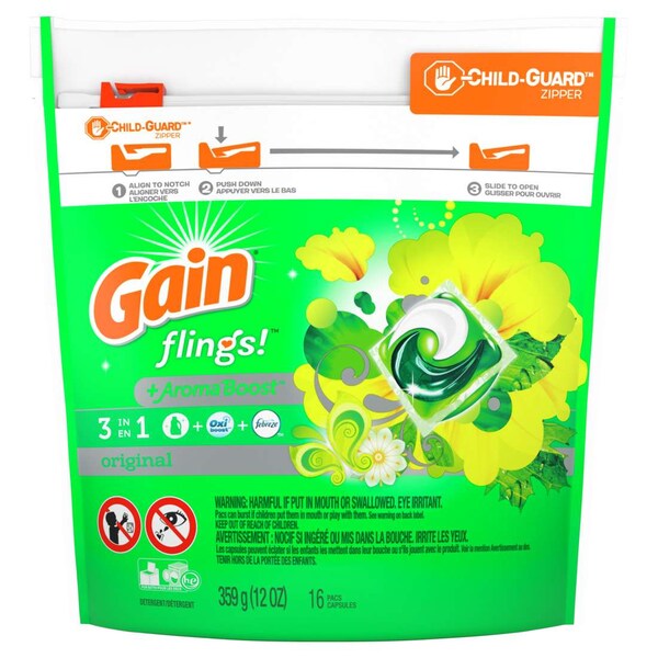 Gain Detergent Liquid Pods Flings 13 oz., PK6 93130 - main